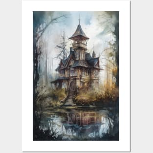 Gothic Futurism House in the Old Ancient Woods Posters and Art